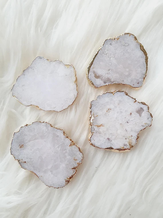 White Natural Agate Druzy Phone Grip Popsocket with Gold | Etsy | Etsy (US)
