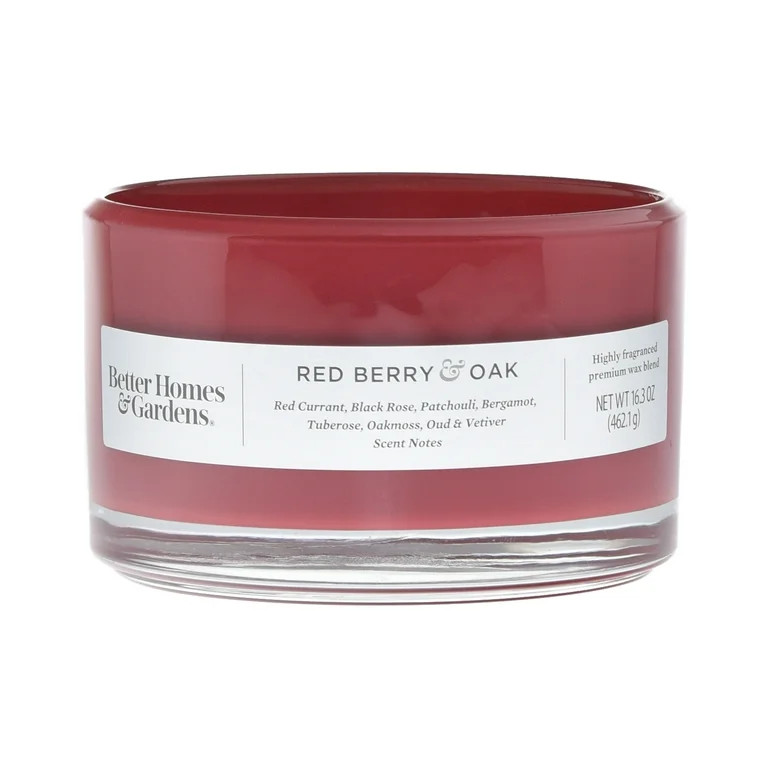Better Homes & Gardens 16oz Red Berry & Oak Scented 3-wick Dish Candle | Walmart (US)