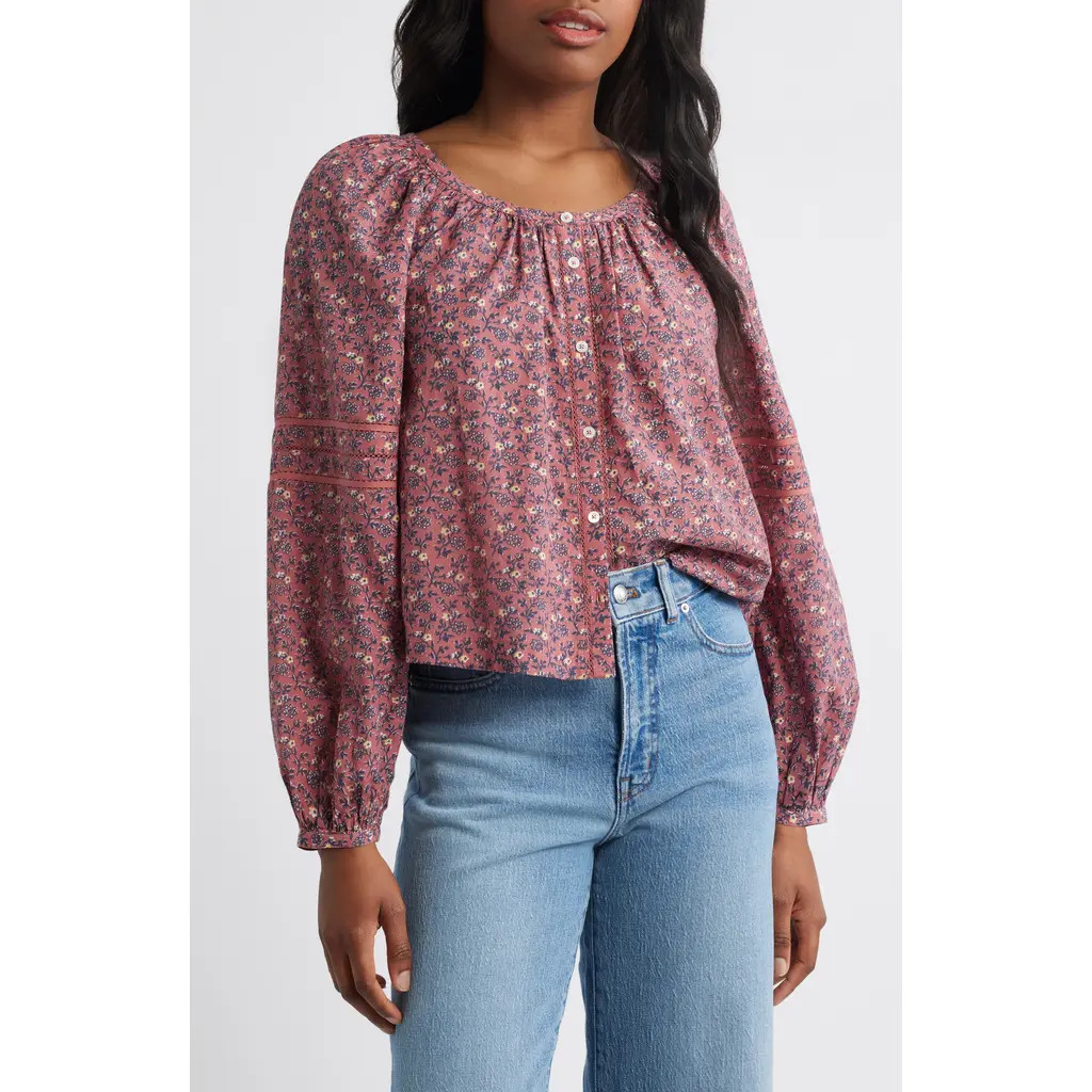 Madewell Puff-Sleeve A-Line Top in Smoky Rose at Nordstrom Rack, Size Small | Nordstrom Rack