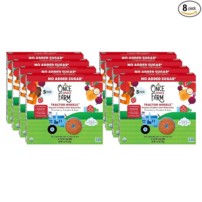 Once Upon A Farm Organic Toddler Soft Baked Bar, Strawberry, Pumpkin and Beet, Tractor Wheels Sha... | Amazon (US)