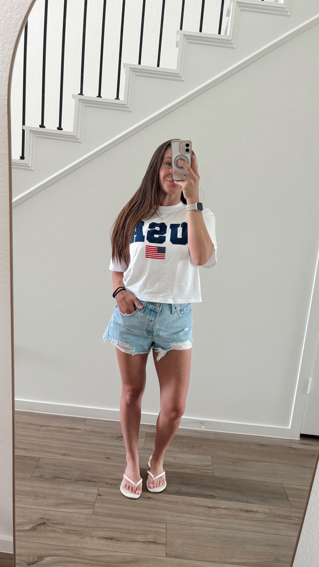 Memorial Day outfit / summer outfit / Amazon fashion / Amazon Memorial Day Outfit / Amazon Finds / Fourth of July Outfit / 4th of July Outfit / Amazon Summer Clothes / Summer Style / Jean Shorts / White Flip Flops / White Cropped Tee / Cropped USA Tee

#LTKootd #LTKSeasonal #LTKgrwm