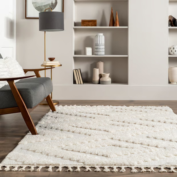 Beige Steffanie Textured Waves Area Rug | Rugs USA