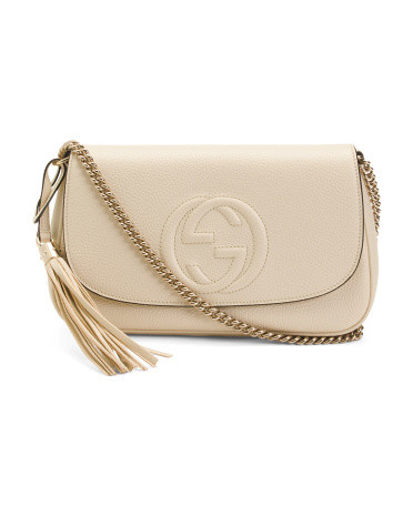 Made In Italy Leather Soho Chain Strap Flap Crossbody | TJ Maxx