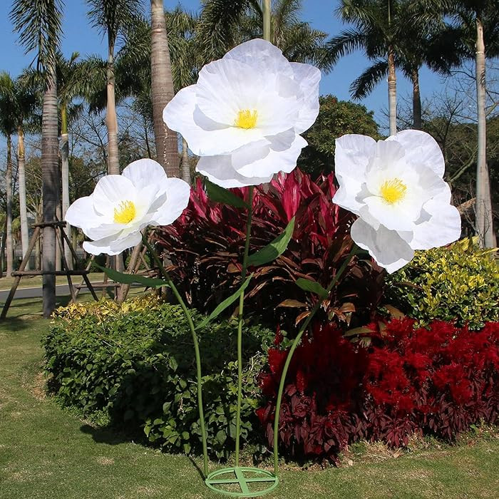 5.9 Ft Large Paper Artificial Flowers,Giant Flowers for Decoration,Standing Huge Handcrafted Popp... | Amazon (US)