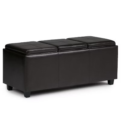 Okak 42IN Wide Storage Ottoman with 3 Flip-Over Serving Trays, Bench with Storage and Child Safety Hinges, End Of Bed Bench for Bedroom, Dark Brown | Target