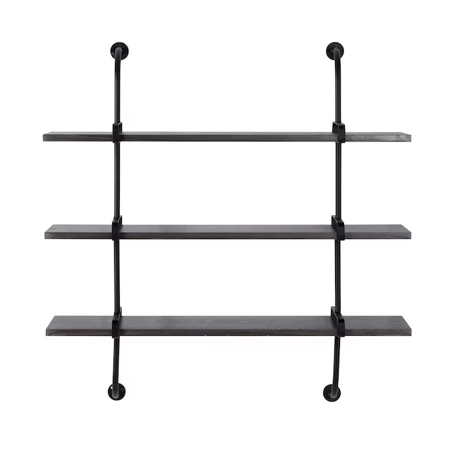 Grayson Lane 38-in L x 10-in D x 38.5-in H Rust Brown with Dark Gray Wood Shelves Wood Rectangula... | Lowe's