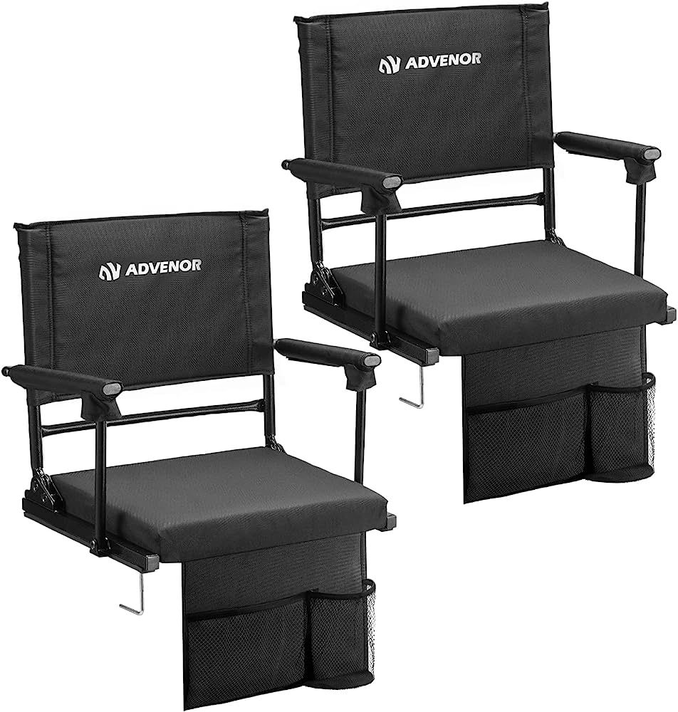 ADVENOR Portable Stadium Seat with Back Support for Bleacher -2 Pack, Adjuatble 6 Reclining Posit... | Amazon (US)