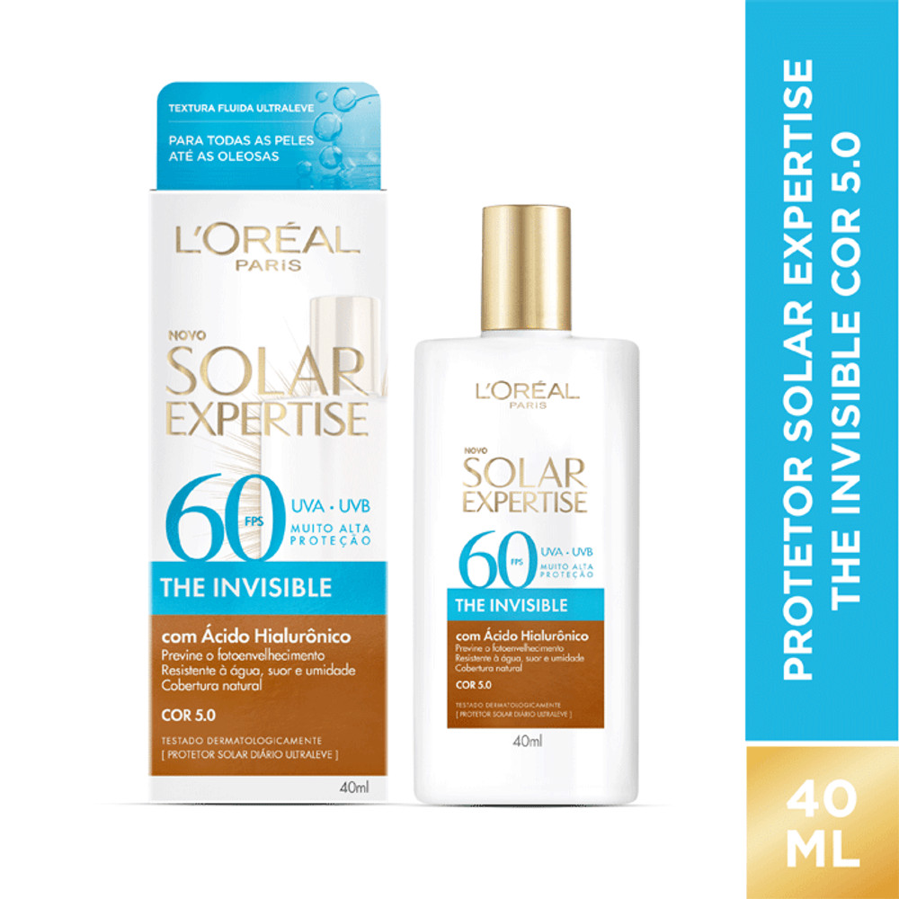 Protetor Solar Facial L’Oréal Paris FPS 60 The Invisible Cor 5.0 40ml | Drogaria Sao Paulo (BR)