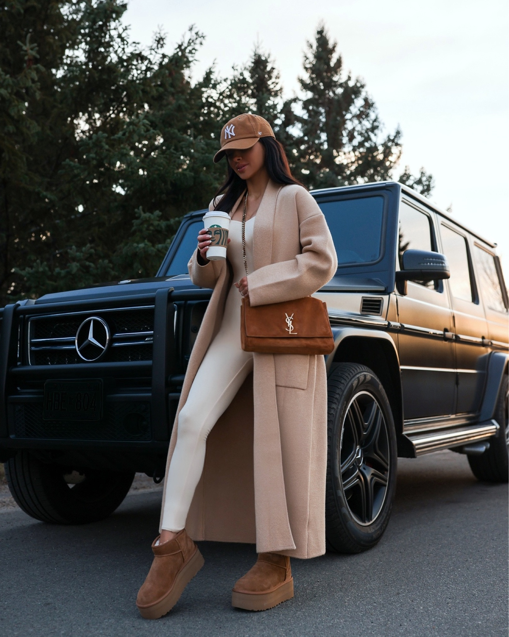 Casual winter outfit ideas
Endless Rose shawl collar camel belted cardigan wearing an XS/S
Nordstrom ivory catsuit wearing an XS
Saint Laurent reversible Kate bag
Ugg platform minis run TTS


#LTKSeasonal #LTKfitness #LTKfindsunder100