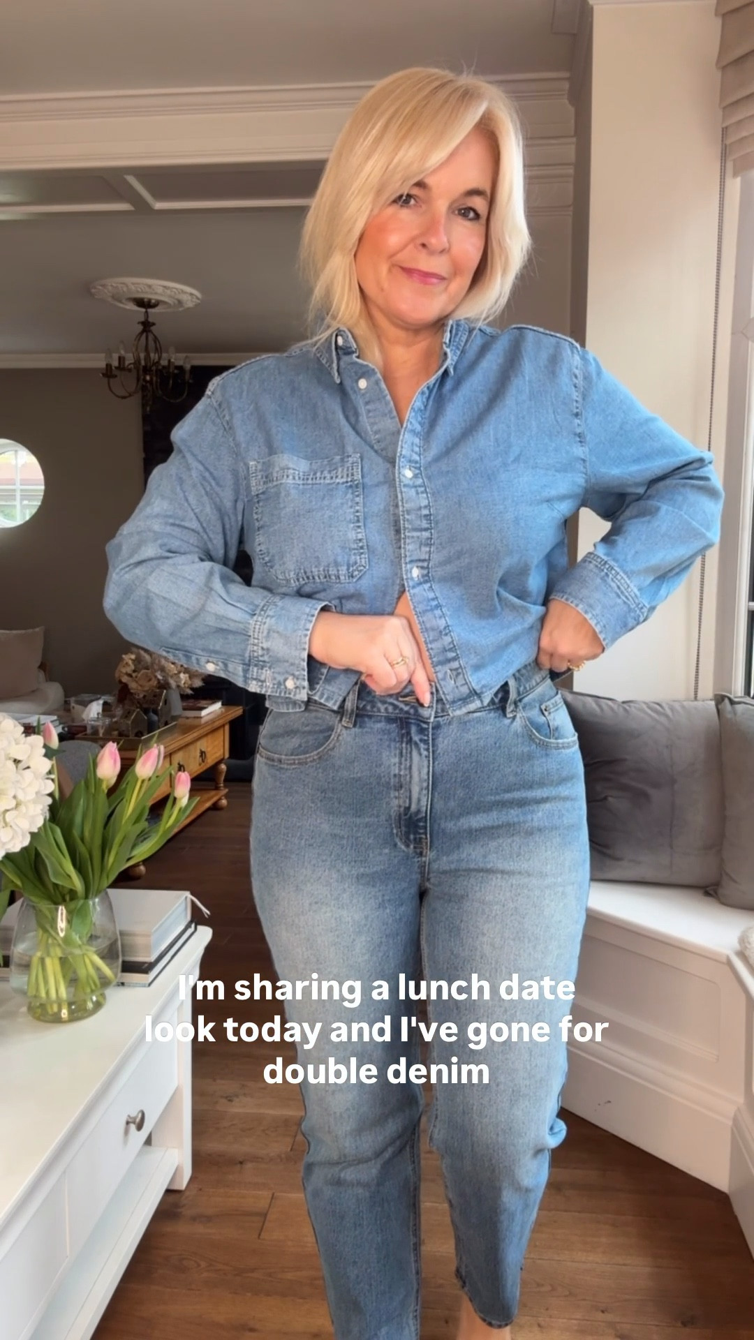 A lunch date look with double denim 💙🐆
Camel coat jeans spring look leopard print loafers Tan accessories 

#LTKstyletip #LTKuk #LTKspring
