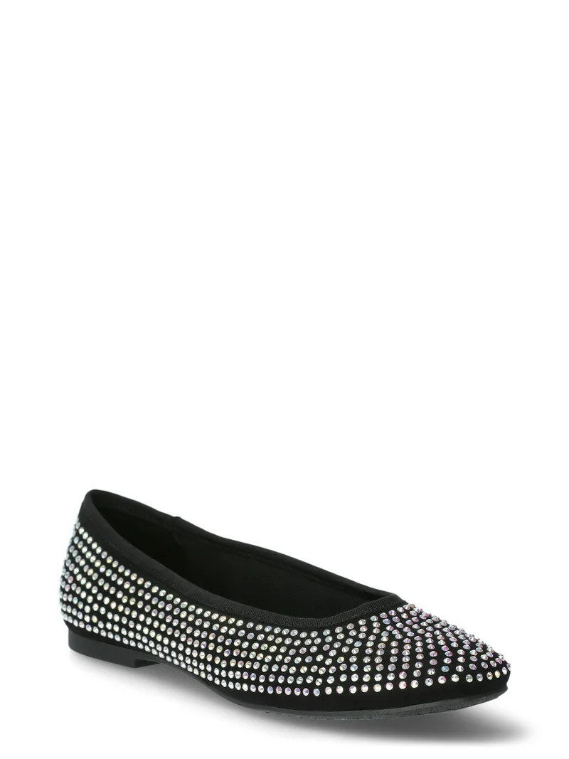 No Boundaries Women's Rhinestone Ballet Flats | Walmart (US)