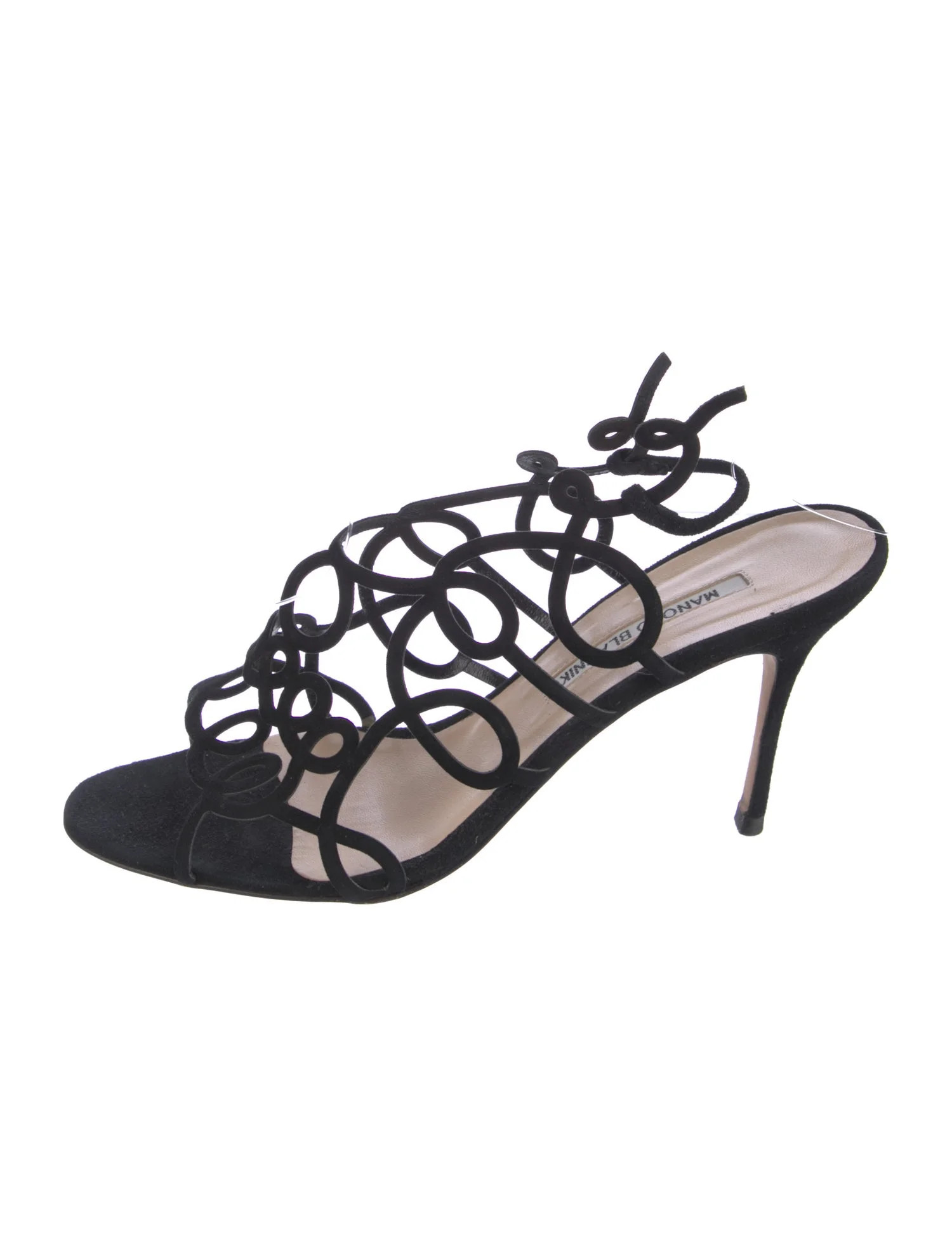 Manolo Blahnik Suede Cutout Accent Slingback Sandals - Black Sandals, Shoes - MOO348032 | The Rea... | The RealReal