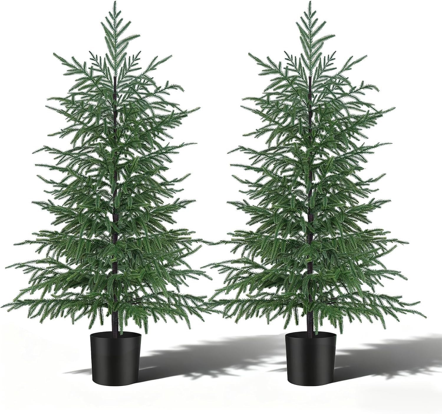 4FT Artificial Norfolk Pine Tree, 2pc Faux Potted Plants | Amazon (US)
