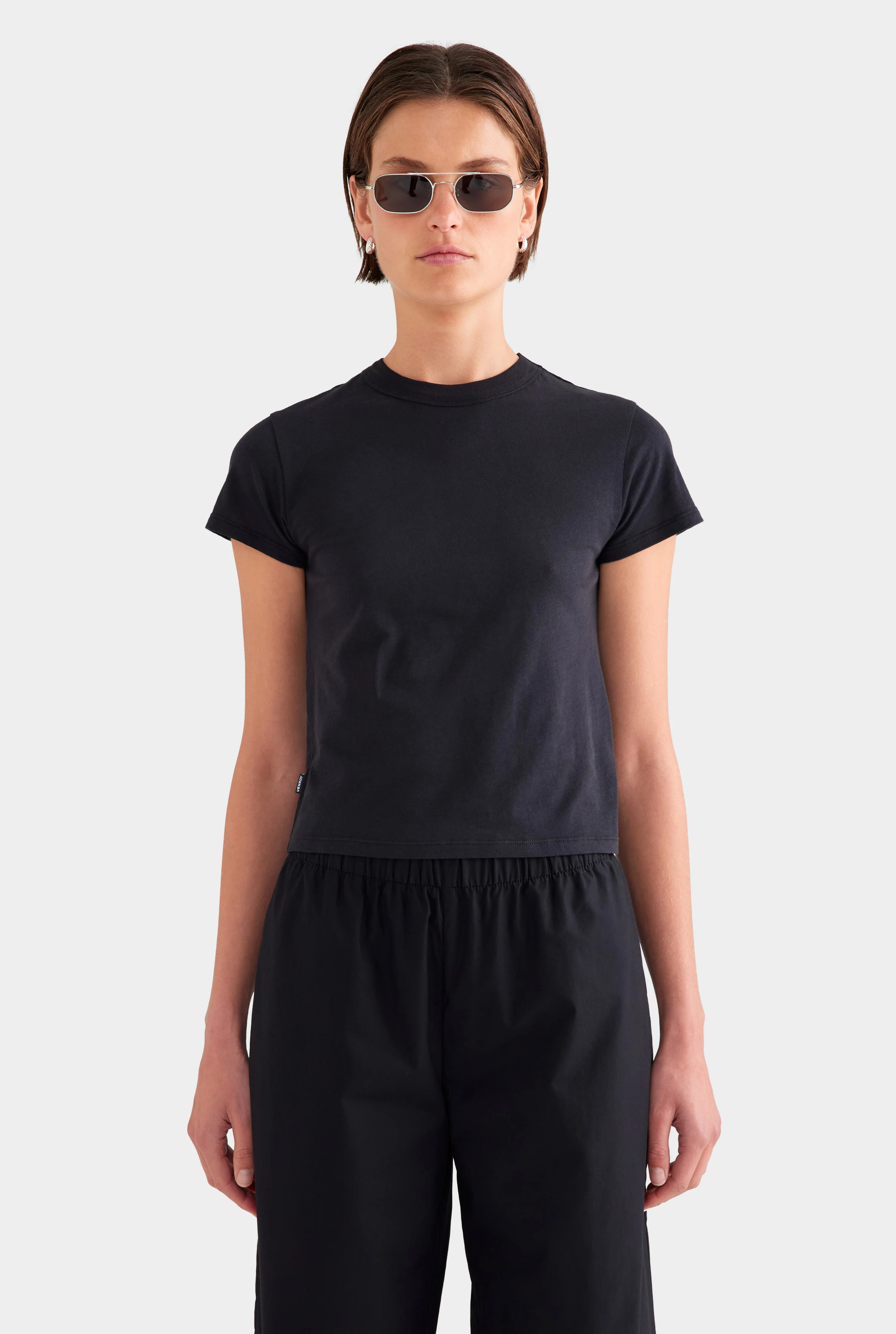 Womens Lightweight Cotton Baby Tee Black | Venroy | Venroy AU