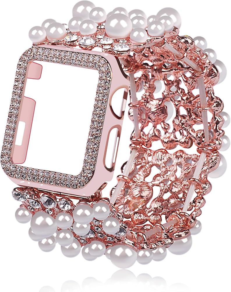Bling Band with Case Compatible with Apple Watch Bands Series 9 8 7 SE 45mm 44mm 40mm 38mm 41mm 4... | Amazon (US)