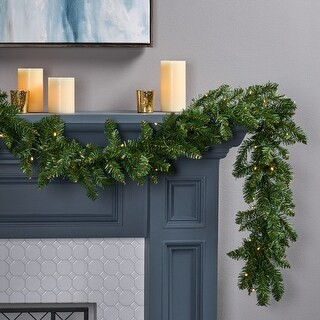 9-foot Norway Spruce Pre-Lit Warm White LED Artificial Christmas Garland by Christopher Knight Ho... | Bed Bath & Beyond