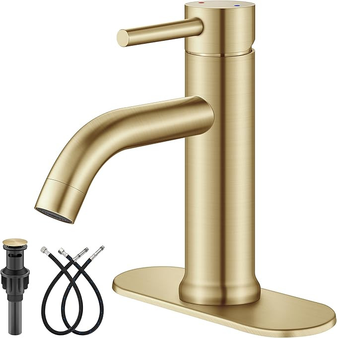 Aolemi Bathroom Faucet Single Hole,Single Handle Bathroom Sink Faucet with Supply Lines,with Pop ... | Amazon (US)