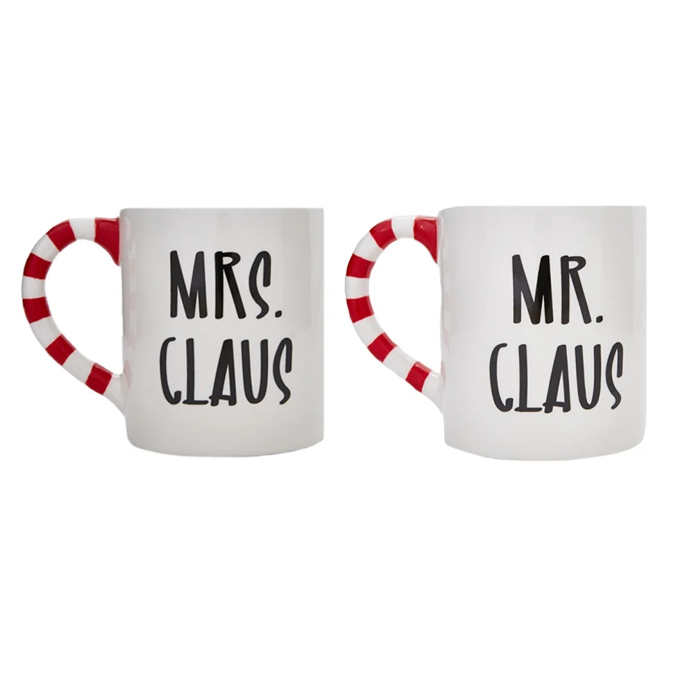 Mr and Mrs Claus Coffee Mugs Christmas Tea Cups 2 Piece Gift Set 16 fl oz | Walmart (US)