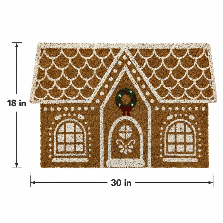 Gingerbread House Coir Doormat, Christmas Indoor/Outdoor Entry Mat, 18" x 30", Multicolor | Walmart (US)