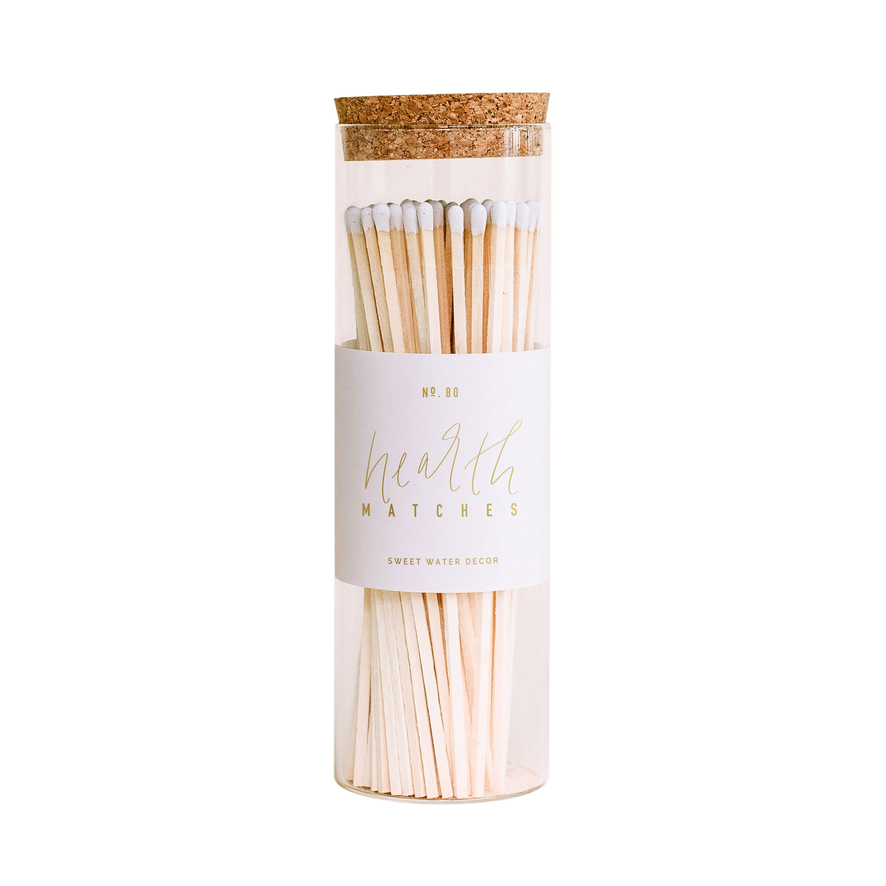 White Hearth Matches - Glass Jar (7" matchsticks) 80 Count | Sweet Water Decor, LLC