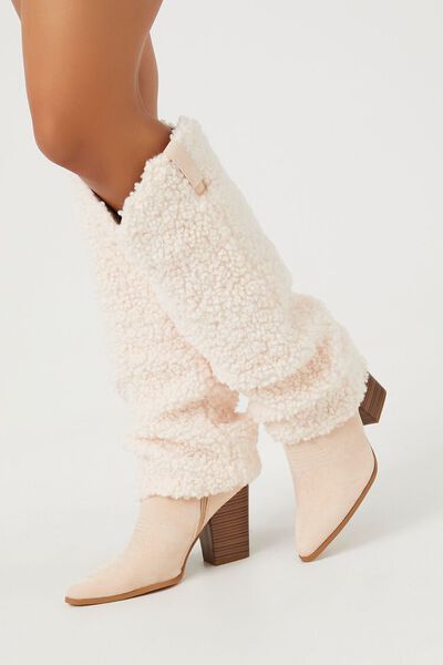 Faux Shearling Block Heel Boots | Forever 21 (US)