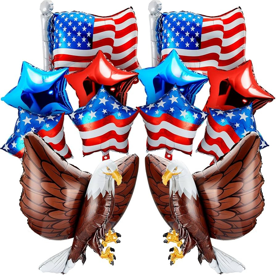 12 Pcs 4th of July Balloons Party Decoration Supplies, Patriotic Independence Day Foil Balloons, ... | Amazon (US)