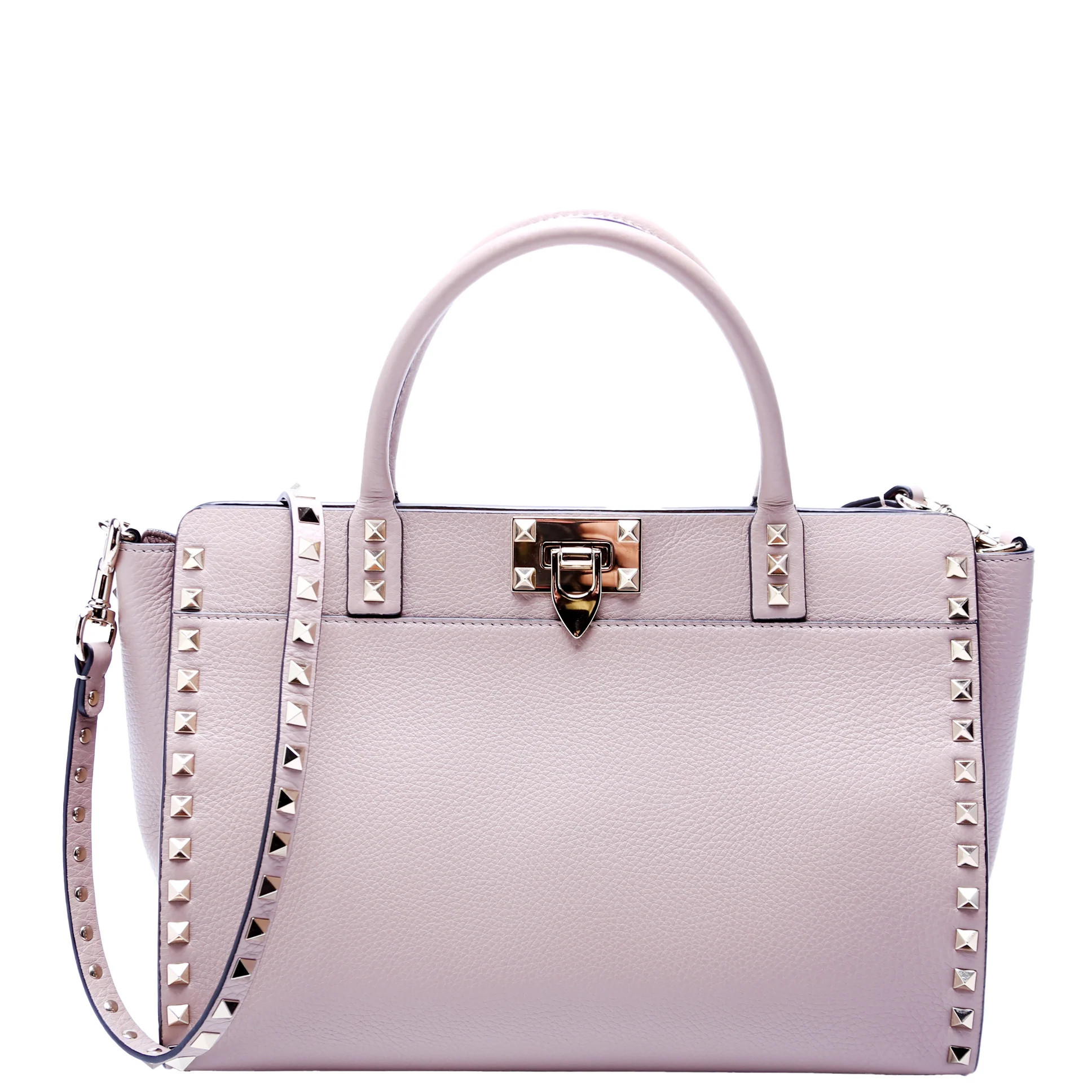 Rockstud Top Handle Tote Pink | Keeks Designer Handbags