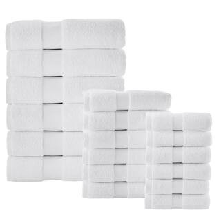 Ultra Plush Soft Cotton Bright White 18-Piece Bath Towel Set | The Home Depot