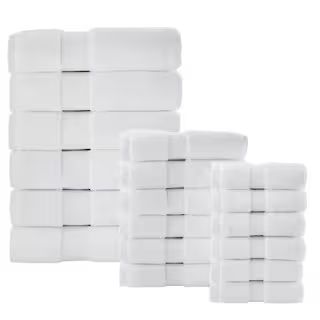 Home Decorators Collection Ultra Plush Soft Cotton Bright White 18-Piece Bath Towel Set 18 Piece ... | The Home Depot