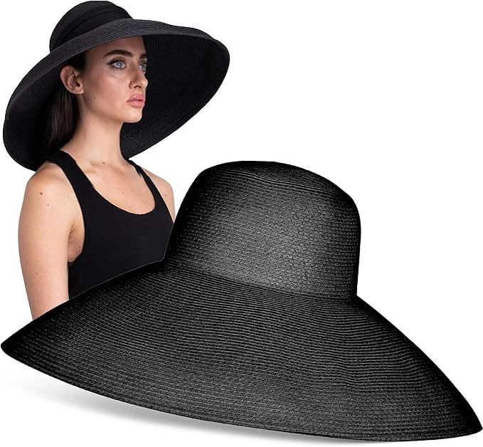 MIU Wide Brim Audrey Hepburn Hat - Adjustable and Made with 100% Natural Straw | Premium Elegant ... | Amazon (US)