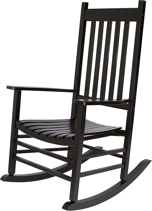Shine Company Vermont Porch Rocker, High Back Wood Rocking Chair, Black | Amazon (US)