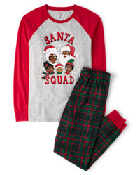 Adult Matching Family Santa Squad Cotton Pajamas - black | The Children's Place