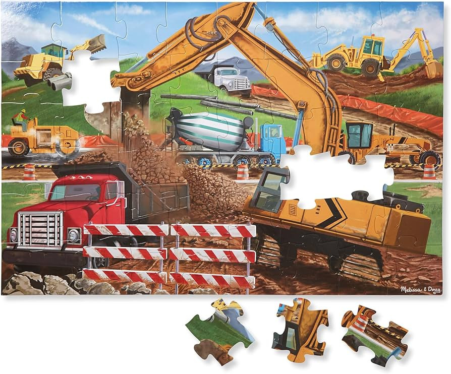 Melissa & Doug Building Site Floor Puzzle, 48 pc Jumbo Jigsaw Puzzle, Educational Screen Free Act... | Amazon (US)