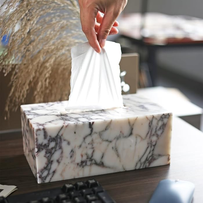 Noble and Light Luxury Natural Travertine Marble Household Tissue Box for Bathroom | Office | Des... | Amazon (US)