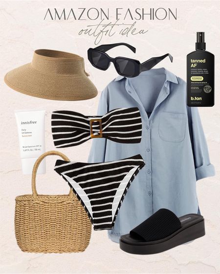 Amazon Casual beach or pool day outfit inspo! #Founditonamazon #amazonfashion Amazon fashion outfit inspiration 

#LTKSwim #LTKFindsUnder50 #LTKStyleTip