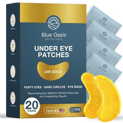Under Eye Patches for Puffy Eyes and Dark Circles – 24k Gold Under Eye Masks Patch for Puffiness, 20 Pairs Gold Under Eye Mask Patches for Puffy Eyes | Target
