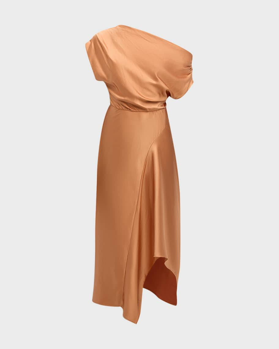 A.L.C. Jasmine Draped Satin Midi Dress | Neiman Marcus
