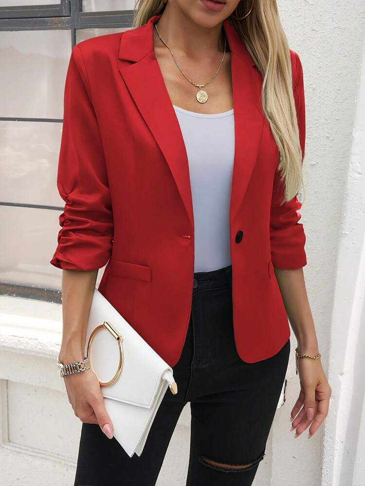 $10.71 -63% $28.58 Limited Time Price Drop Local2026 Premium Apparel Women'S Casual Blazer - Long Sleeve Button-Front Closure, Loose Fit H-Line Silhouette, Solid Color Office & Blazer For Fall/Winter Casual Women's Fashion Featuring Long Sleeves, A Solid Hue, And A Relaxed Fit, Ideal For The Fall And Winter Seasons. This Includes Women's Apparel, , Workout Tops, Outfits, And Office-Appropriate Blazers. 4.50 (4)  4-7 Biz Days Est Delivery #14 Bestseller in Local Hot Women Active Tops  Color: Red         Size S M L XL XXL All size are eligible for 4-7 Biz Days Est Delivery Qty:  Limit 2  | SHEIN