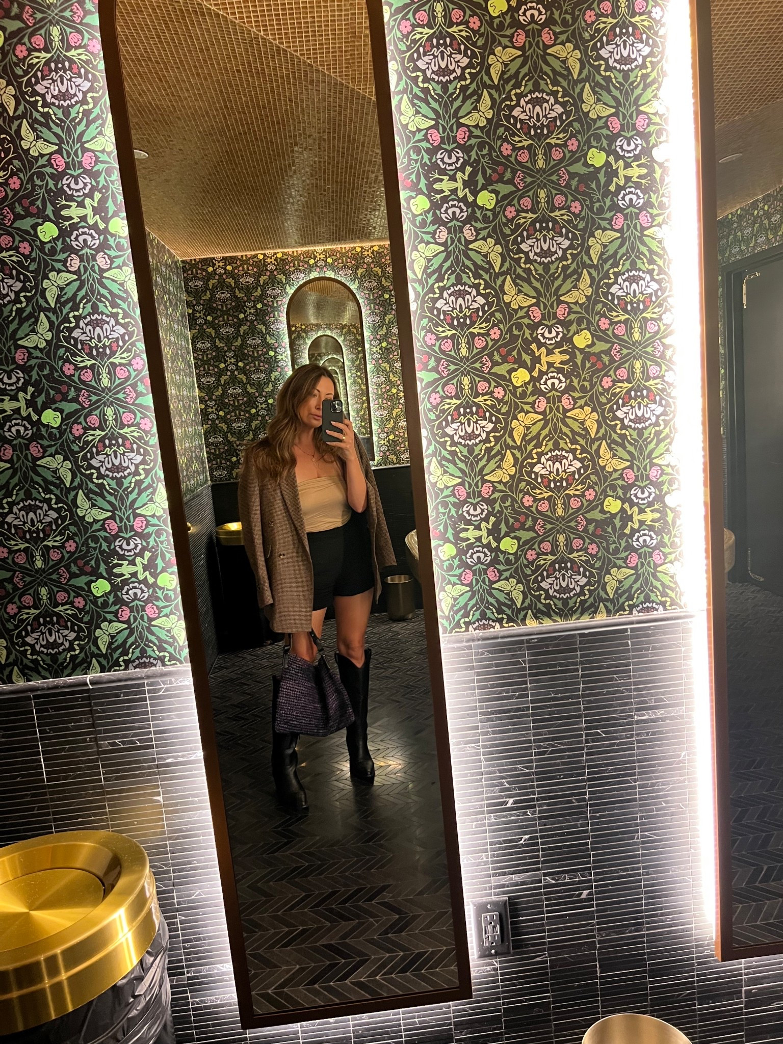 Summer to Fall Transition Outfit / Dinner Date Night OOTD - H&M tan tube top + Amazon Knee High Black Cowboy Boots

#LTKFindsUnder100 #LTKFindsUnder50