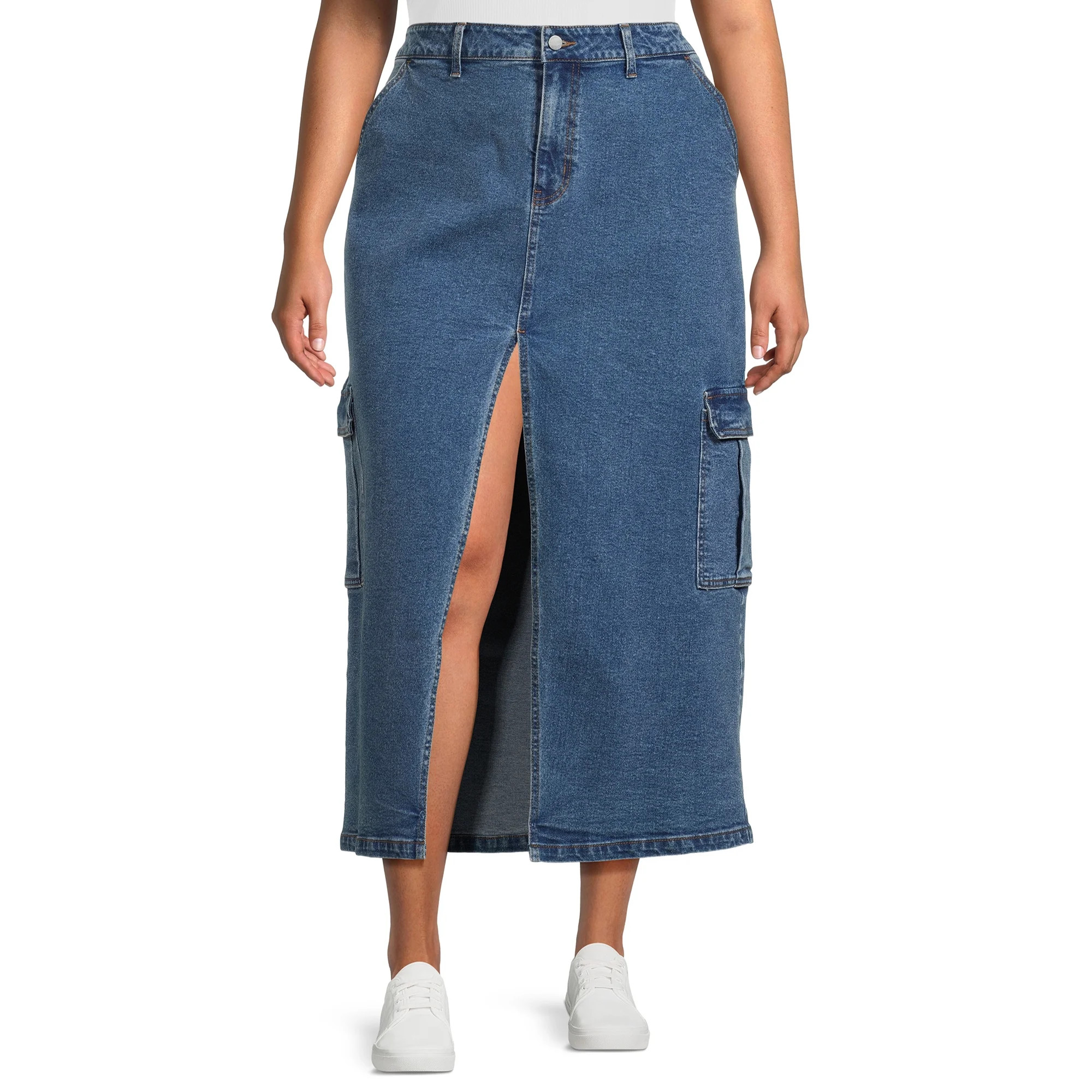 No Boundaries Juniors Plus Size Cargo Maxi Skirt | Walmart (US)