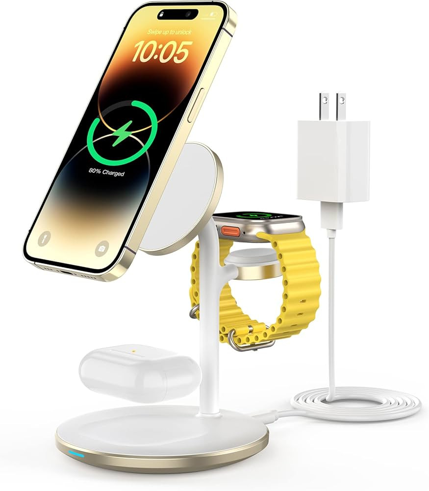 3 in 1 Wireless Charging Station for Multiple Devices, 15W Fast Wireless Mag-Safe Charger Stand f... | Amazon (US)