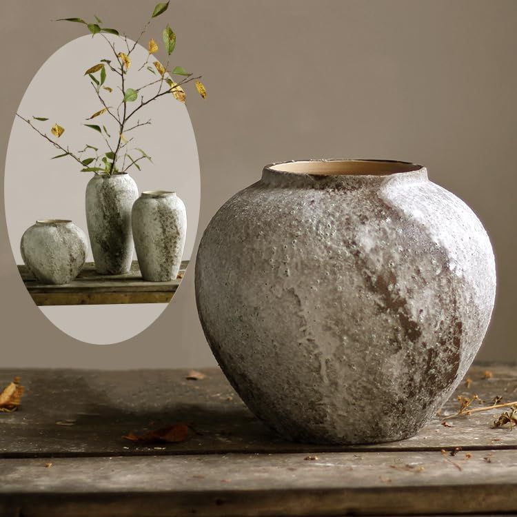 Rustic Ceramic Flower Vase, Vintage Tall Floor Vase Farmhouse Decor, Large Vases for Living Room ... | Amazon (US)