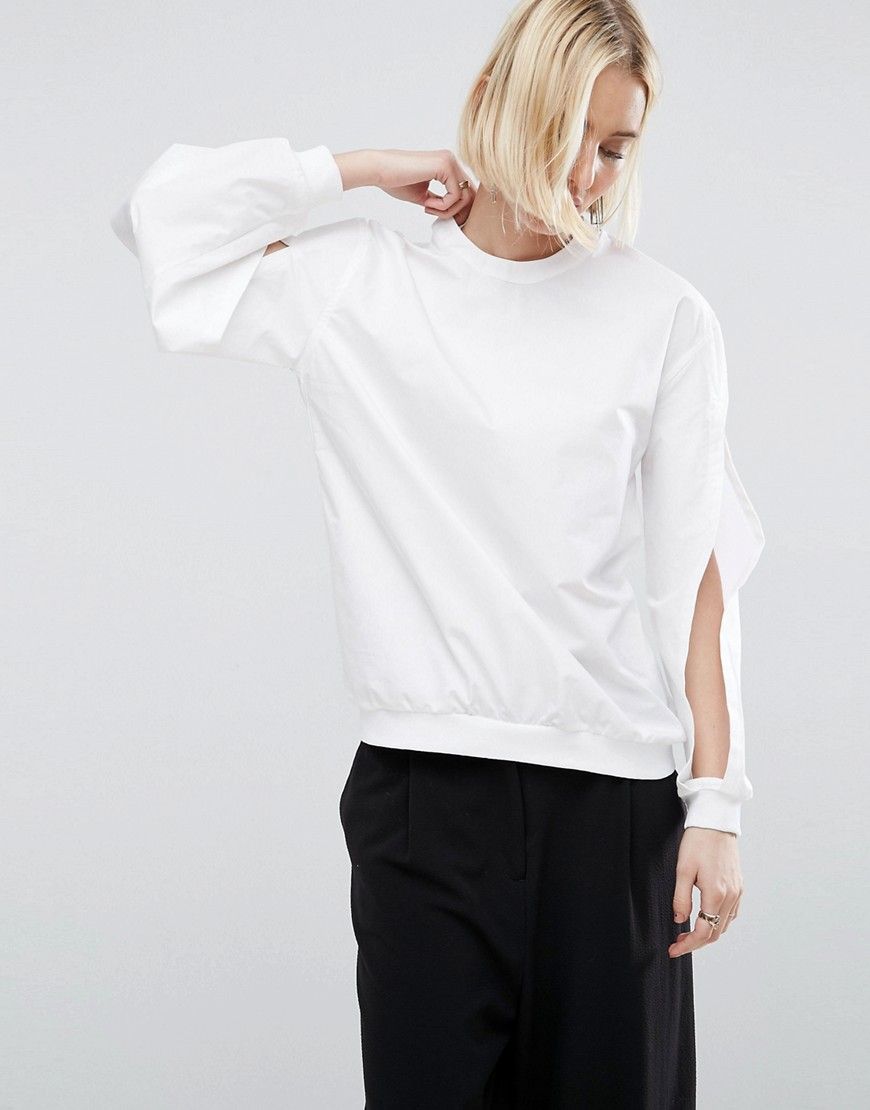 ASOS WHITE Top With Cut Out Sleeves - White | ASOS UK