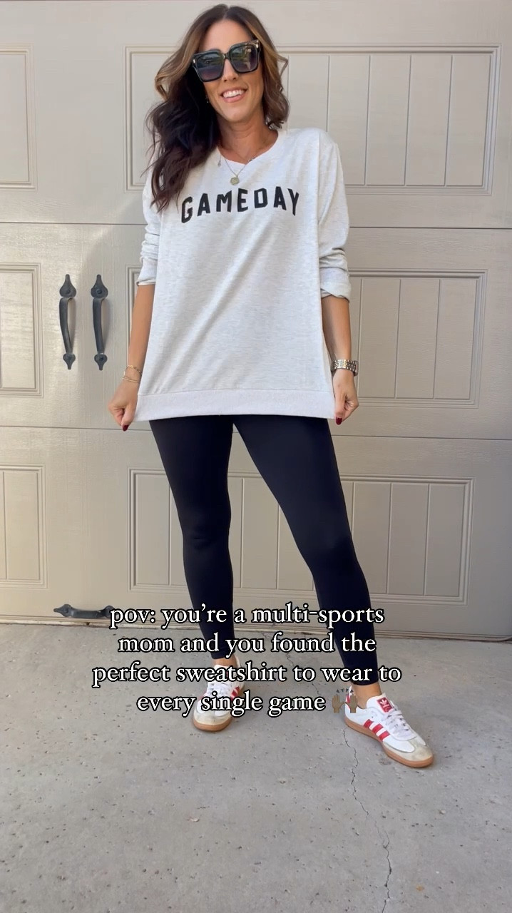 Neutral GAMEDAY sweatshirt! For the multi-sport mom! Every sport, every team, all day long! ⚾️🏀⚽️🏈

Lightweight material // Runs small - sized up several to an XL. 

**I might even do XXL if I got another one for more length! (I normally wear a small, for reference) 

Game day outfit idea, mom outfit idea, casual style, Amazon fashion, sports mom sweatshirt 

#LTKFindsUnder50 #LTKVideo #LTKStyleTip