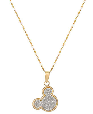 Mickey Mouse Glitter 15" Pendant Necklace in 10k Yellow Gold | Macy's
