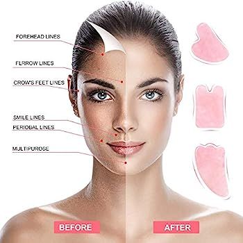 Gua Sha Facial Tools Set, OHH Rose Quartz Gua Sha Scraping Massage Tool for SPA Acupuncture Thera... | Amazon (US)