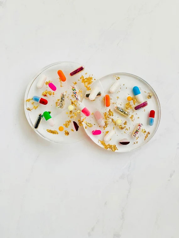 Gold Flake Pill Coasters (set of TWO) | Etsy (US)