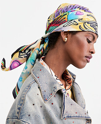 Women's Silk Graffiti Print Square Scarf | Macy's