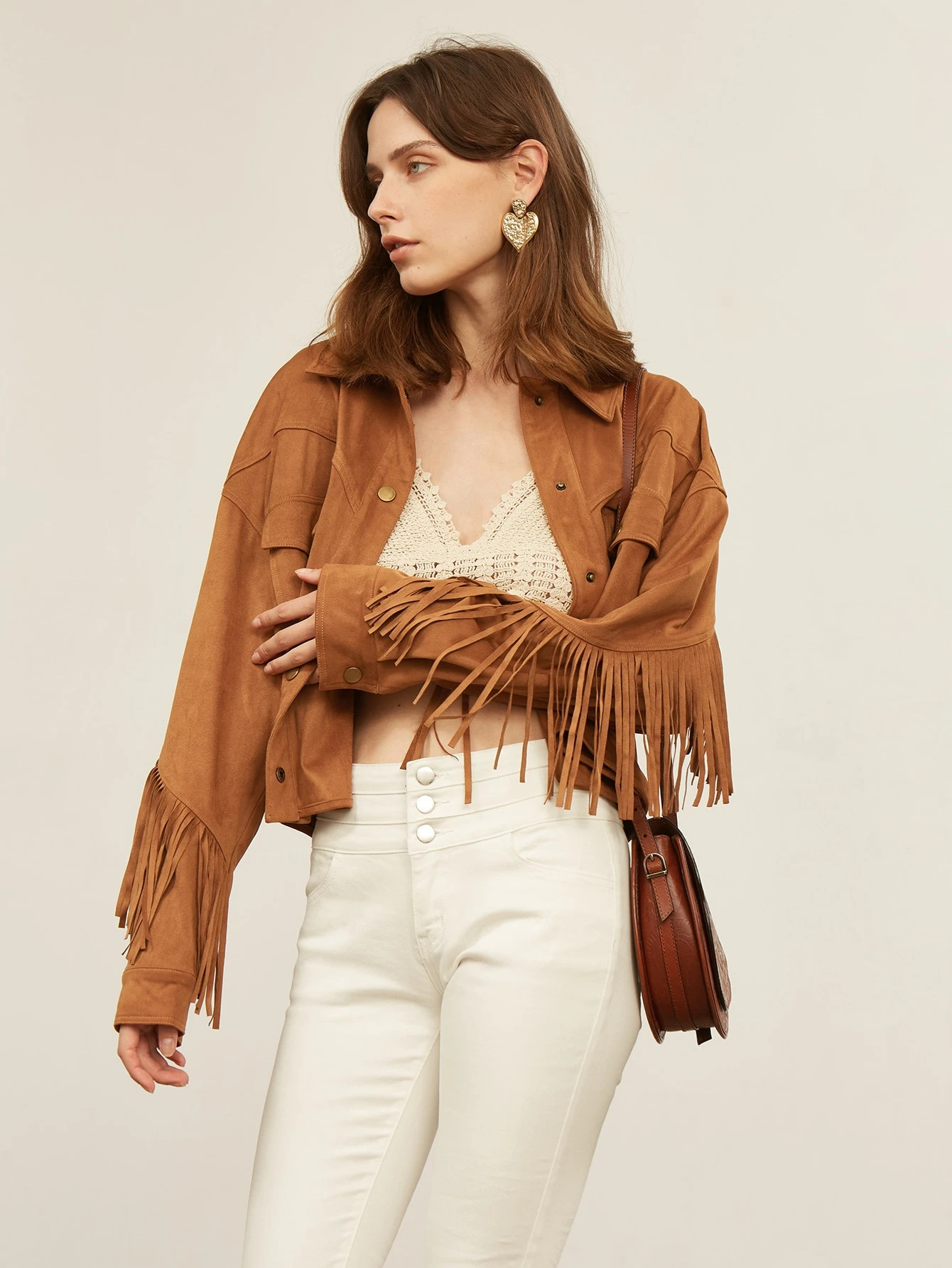 MOTF PREMIUM SUEDE OVERSIZED FRINGE DETAIL COAT | SHEIN