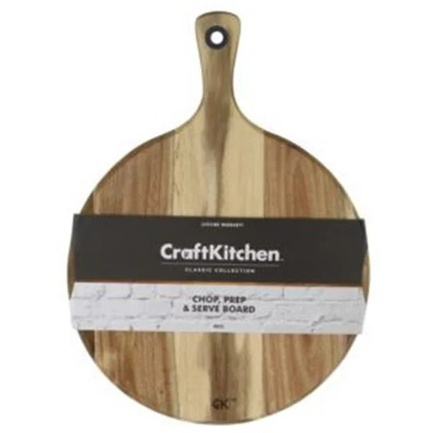 Craft Kitchen 80022 11.5 in. Acacia Wood Round Chop, Prep & Serve Cutting Board, Brown - ... | Walmart (US)